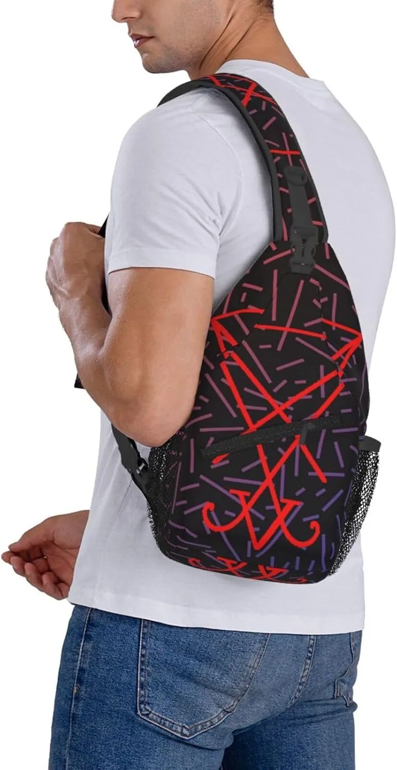 Occult Sigil Of Lucifer Crossbody Backpack For Men Women Sling Shoulder Dachshunds Dog Chest Bag Lightweight One Strap Multipurpose Travel Hiking Daypack