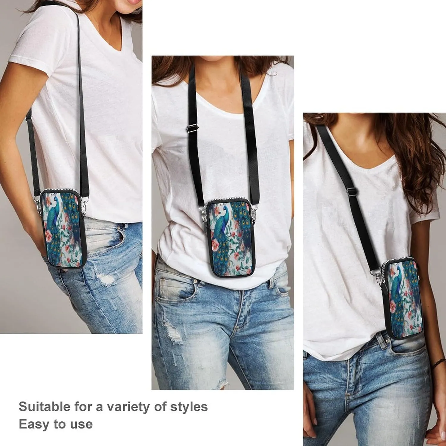 Ocean Wave Small Crossbody Bag for Women,Lightweight Mini Shoulder Bag Wallet Cell Phone Purse For Running,Travel,Commuting