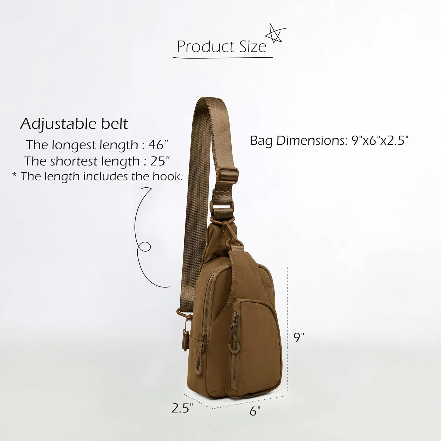 ODODOS Daily Sling Bag with Adjustable Straps Crossbody Chest Bag Lightweight Small Backpack for Casual Traveling Hiking