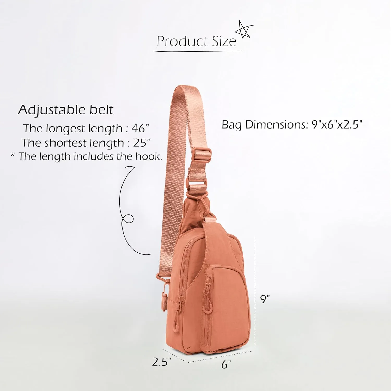 ODODOS Daily Sling Bag with Adjustable Straps Crossbody Chest Bag Lightweight Small Backpack for Casual Traveling Hiking