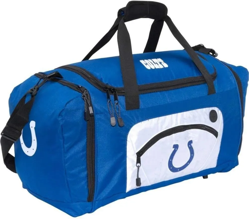 Officially Licensed NFL Indianapolis Colts "Roadblock" Duffel Bag, Black, 20" x 11.5" x 13"