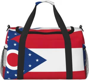 Ohio State Flag print Carry on Luggage for Women Men Shoulder Weekender Crossbody Bag for Yoga Travel Must Haves