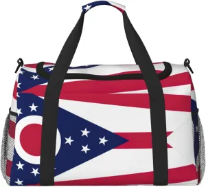 Ohio State Flag print Carry on Luggage for Women Men Shoulder Weekender Crossbody Bag for Yoga Travel Must Haves