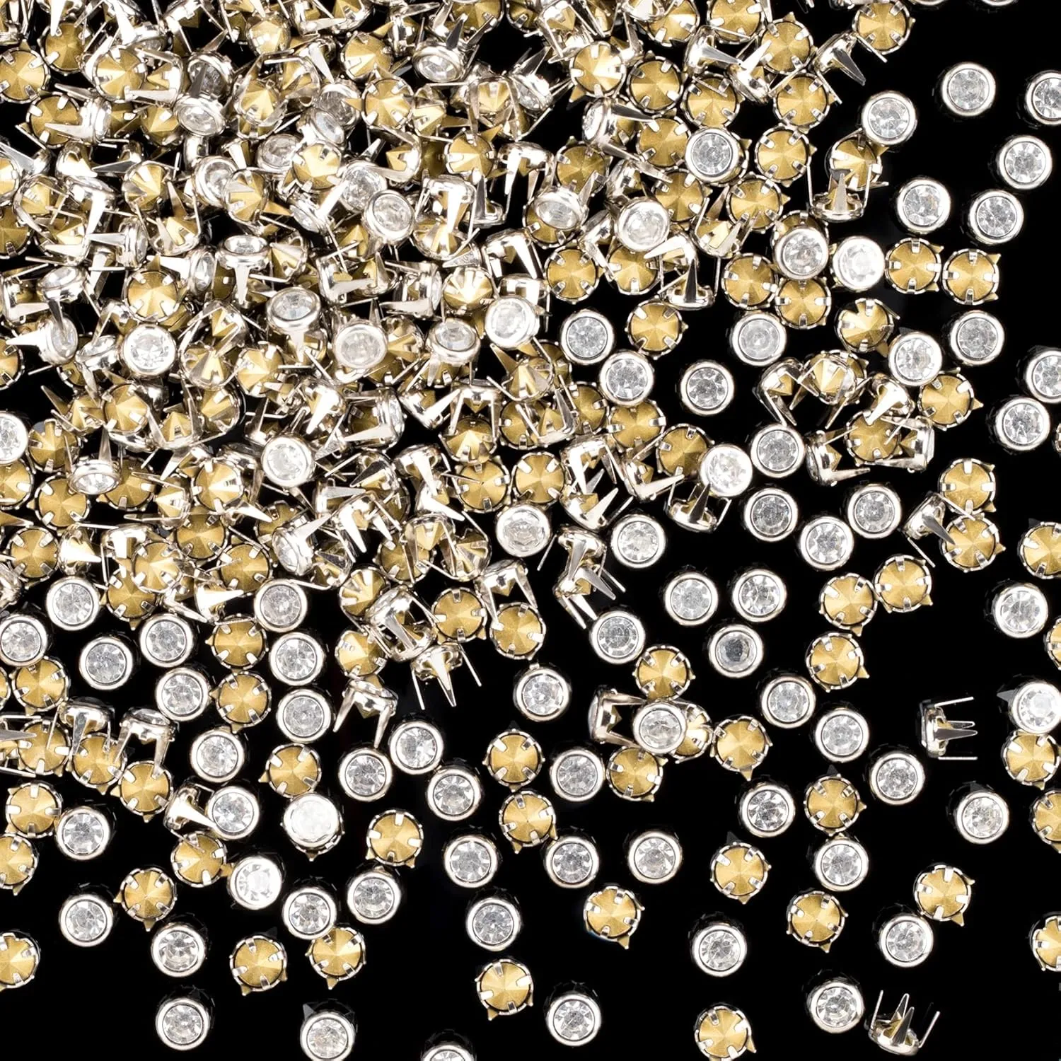 OIIKI 500PCS 6MM Rhinestone Stud Refills, Dazzling 4-Claw Crystal Studs Embellishments, Multi-Faceted Flatback Gem Stones DIY Crafts for Clothing, Shirts, Dress, Shoes, Bags, Belts - White