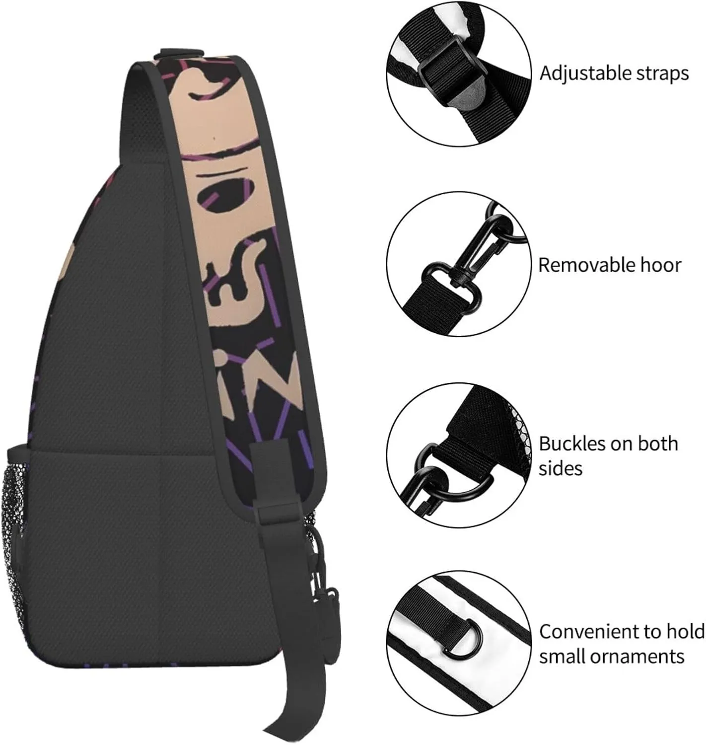 Oingo Music Boingo Small Crossbody Backpack Sling Bag For Men Women Mini One Shoulder Chest Bags Gym Sport Travel Hiking Daypack