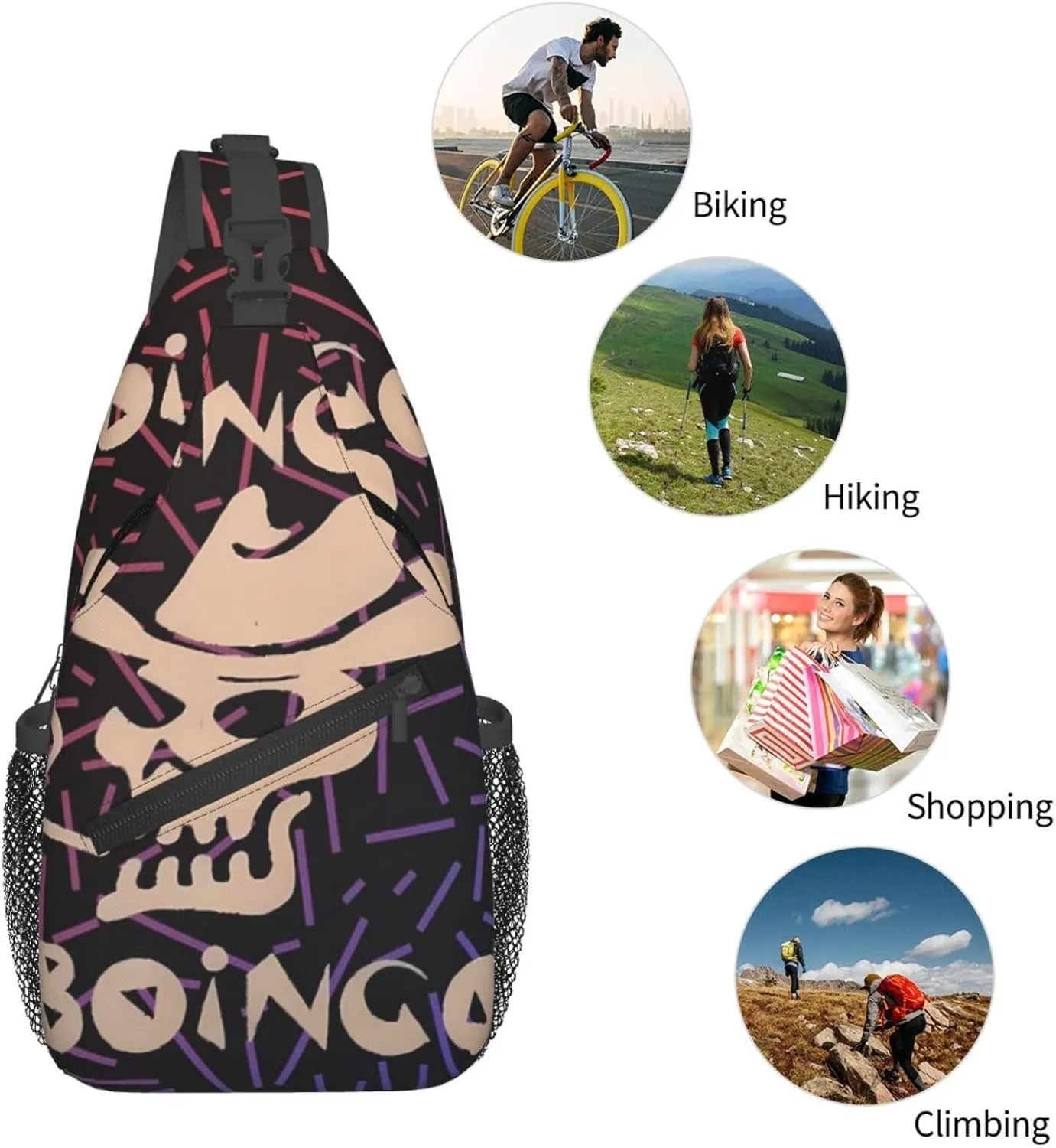 Oingo Music Boingo Small Crossbody Backpack Sling Bag For Men Women Mini One Shoulder Chest Bags Gym Sport Travel Hiking Daypack