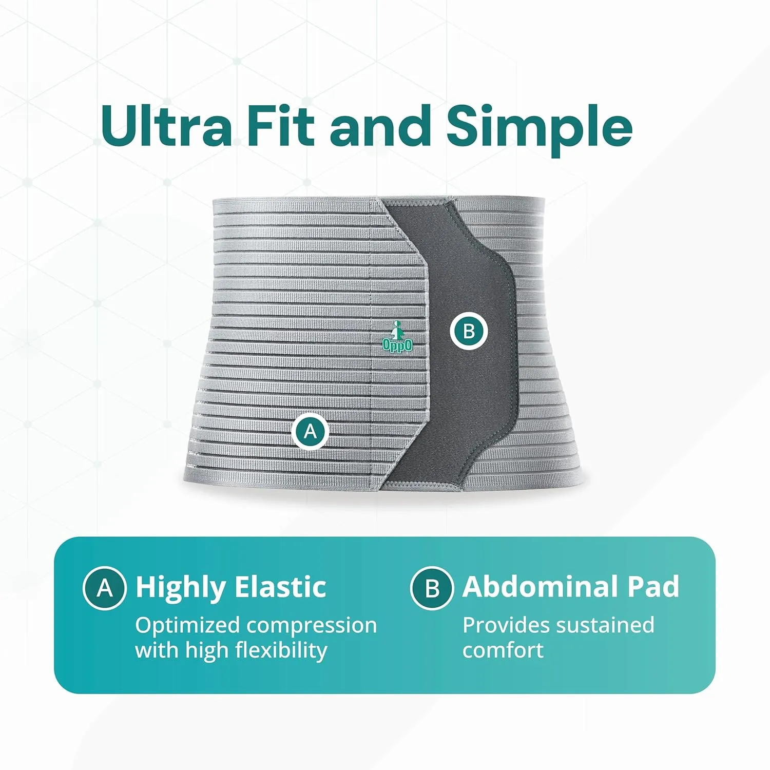 OPPO 2360 Abdominal Binder - Breathable Postpartum, Postoperative, Hernia Belts - Compression Garment for Men and Women (Grey, XX-Large, 1-Pack)