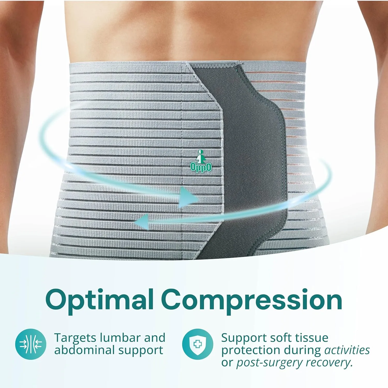 OPPO 2360 Abdominal Binder - Breathable Postpartum, Postoperative, Hernia Belts - Compression Garment for Men and Women (Grey, XX-Large, 1-Pack)