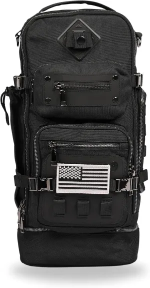 OPULENT Tactical Sling Bag for Men- Durable & Premium Metal Components Shoulder Bag for Men-Comfortable & Water resistant Tactical sling backpack for Camping, Hiking & Other Outdoor Activities (Black)