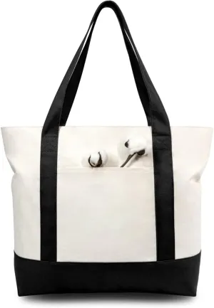 Organix 100% Organic Cotton Sheeting Tote Bag for Shopping, Grocery, Travel, Zipper Tote Bag with Sturdy Handle, 1|3|6|30 Set