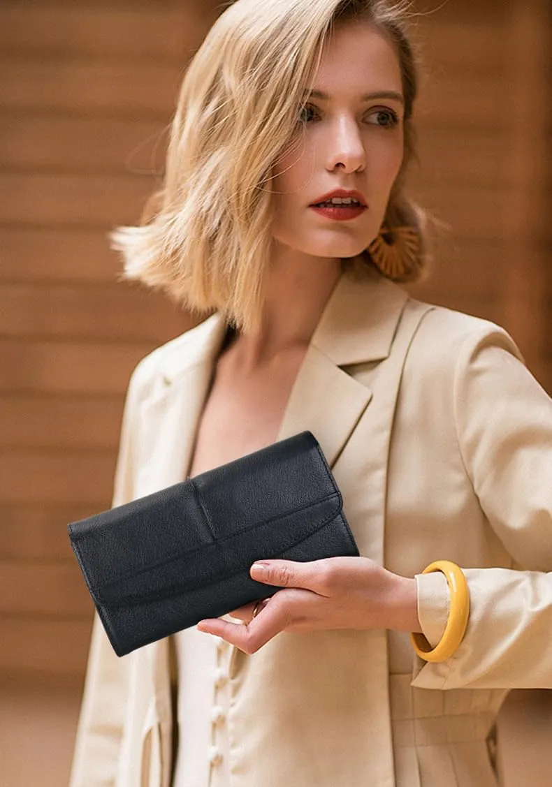 ORIREAL Wallets for Women Large Capacity Leather Clutch Wallet Card Organizer Women's Purse