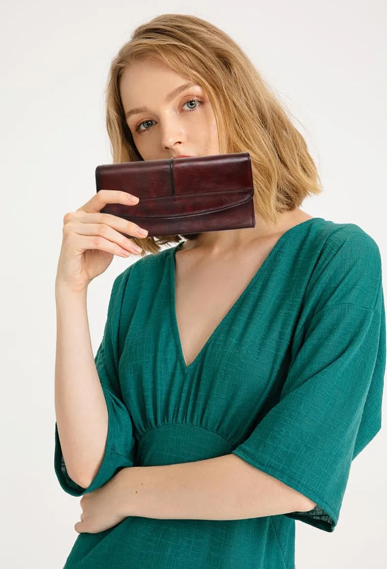 ORIREAL Wallets for Women Large Capacity Leather Clutch Wallet Card Organizer Women's Purse