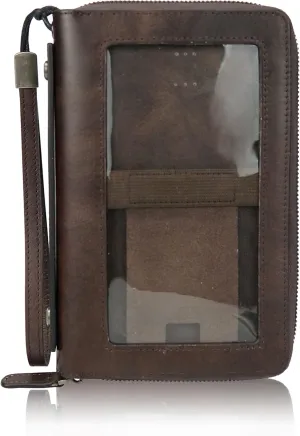 ORIREAL Women's Wallet Leather Clutch Purse and Handbag Wristlet Phone Wallet Case (Coffee)