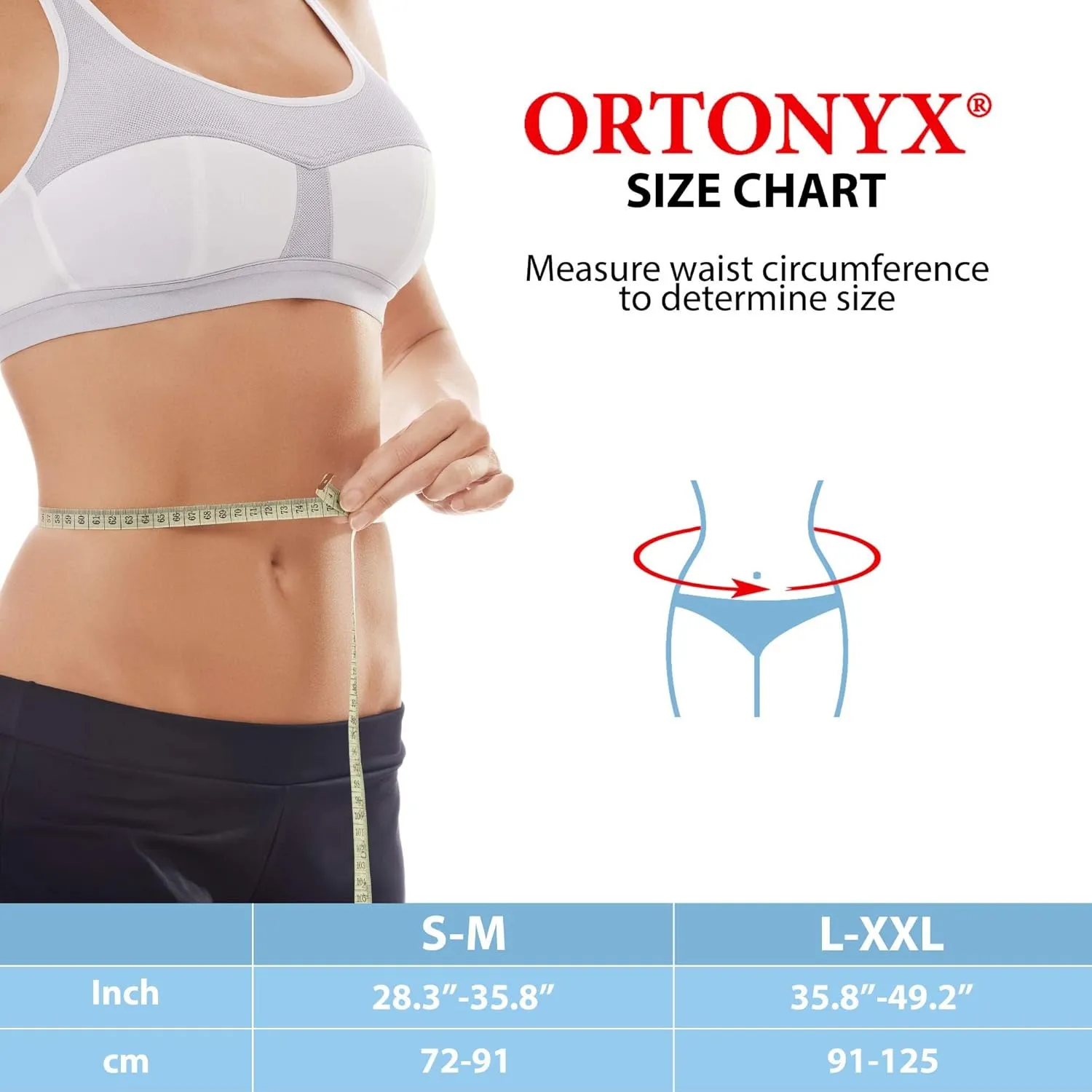 ORTONYX Umbilical Hernia Belt for Men and Women - Abdominal Support Binder with Compression Pad - Navel Ventral Epigastric Incisional and Belly Button Hernias Surgery Prevention Aid (Large-XXL)