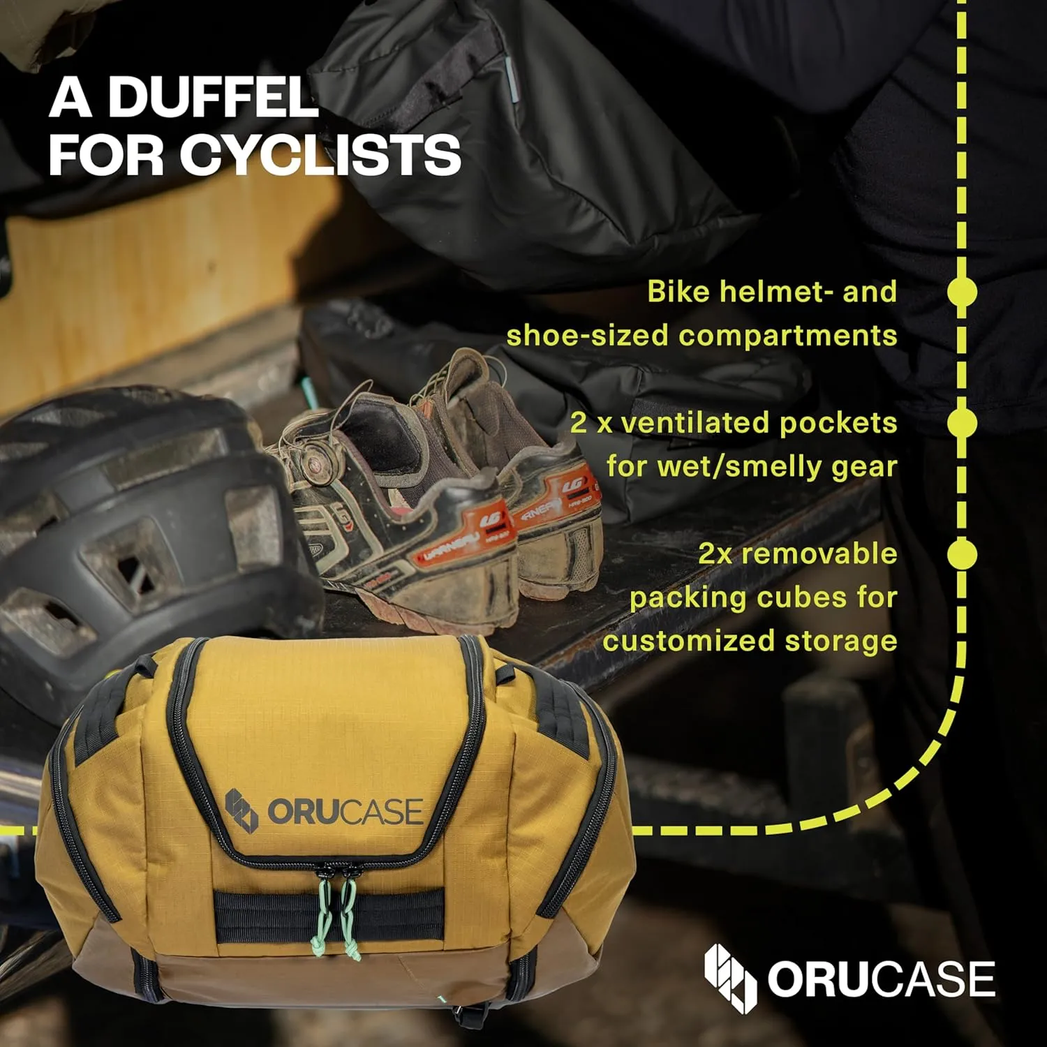Orucase Janus Duffel Backpack for Cyclists - Gym Duffle Bag for Men & Women with Straps - Water Resistant Duffle Backpack for Travel - 40 L - Black