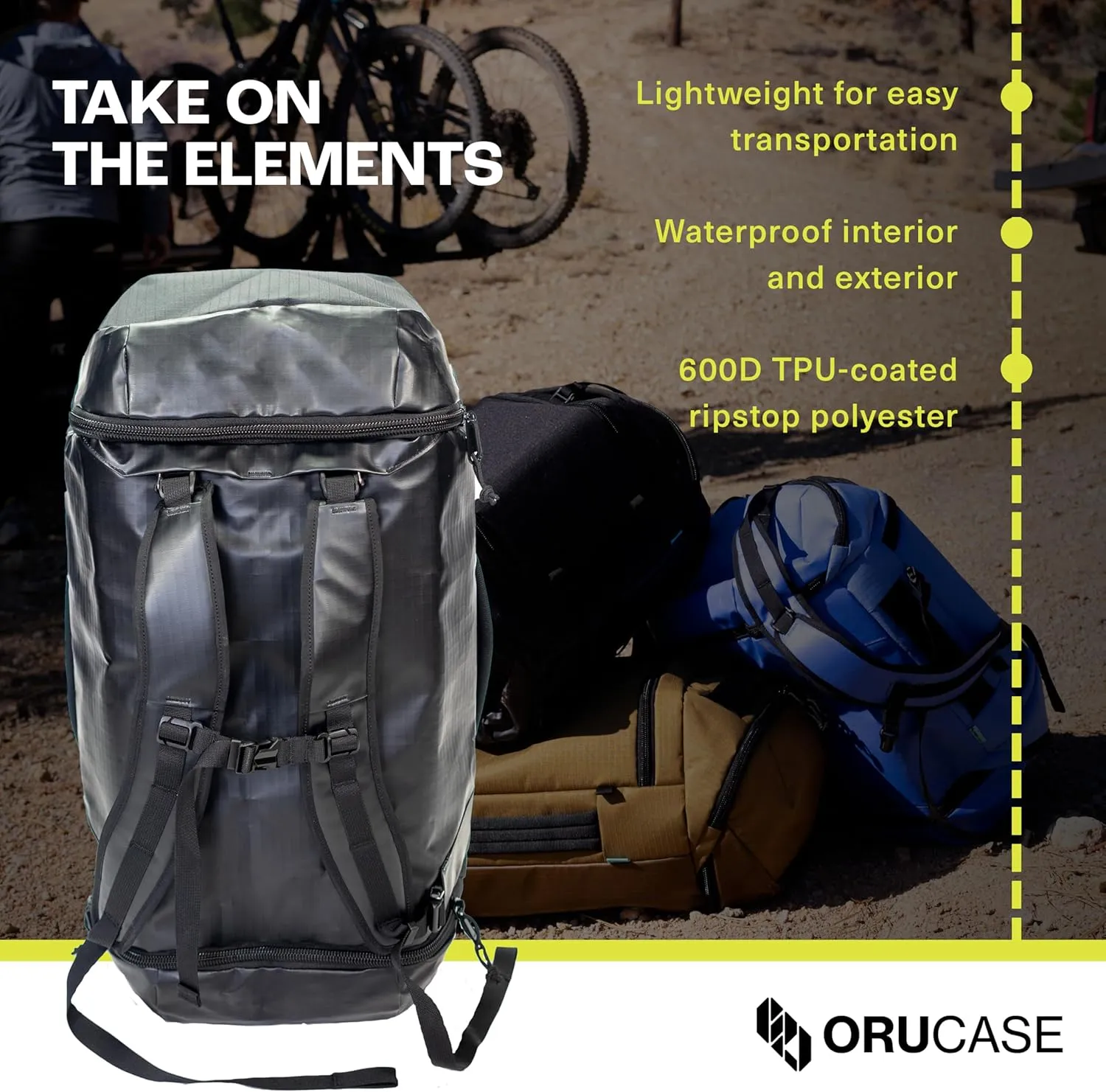 Orucase Janus Duffel Backpack for Cyclists - Gym Duffle Bag for Men & Women with Straps - Water Resistant Duffle Backpack for Travel - 40 L - Black