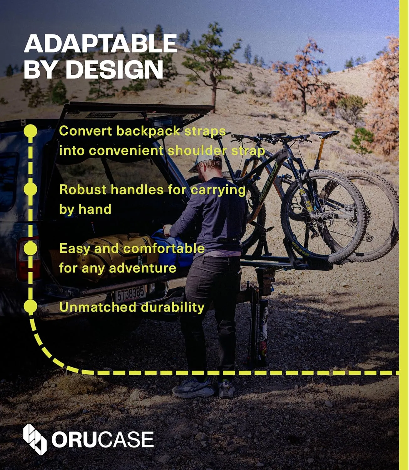 Orucase Janus Duffel Backpack for Cyclists - Gym Duffle Bag for Men & Women with Straps - Water Resistant Duffle Backpack for Travel - 40 L - Black