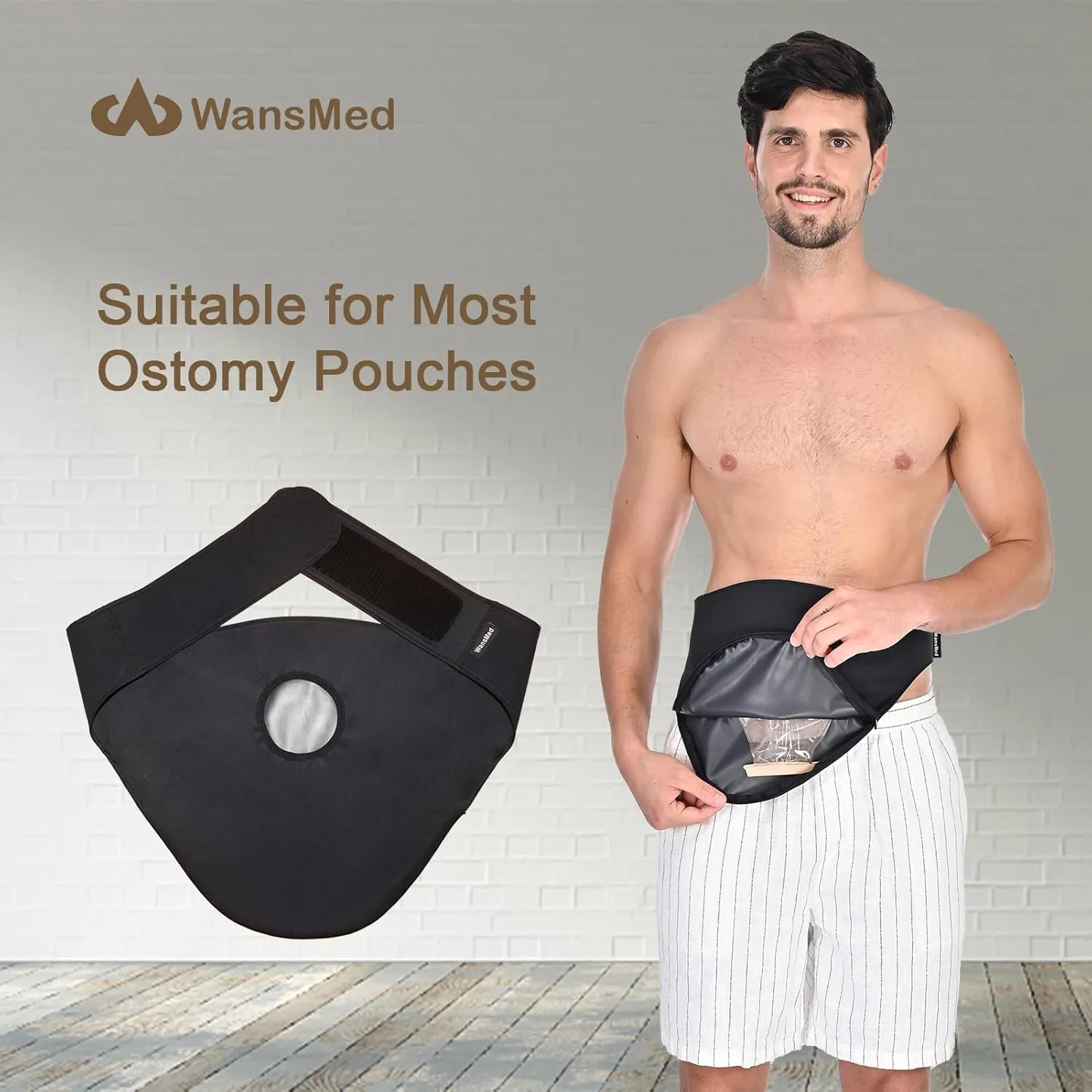 Ostomy Bag Covers for Men and Women, Ostomy Belt for Sports and Daily Life, Colostomy Supplies, Black (M)