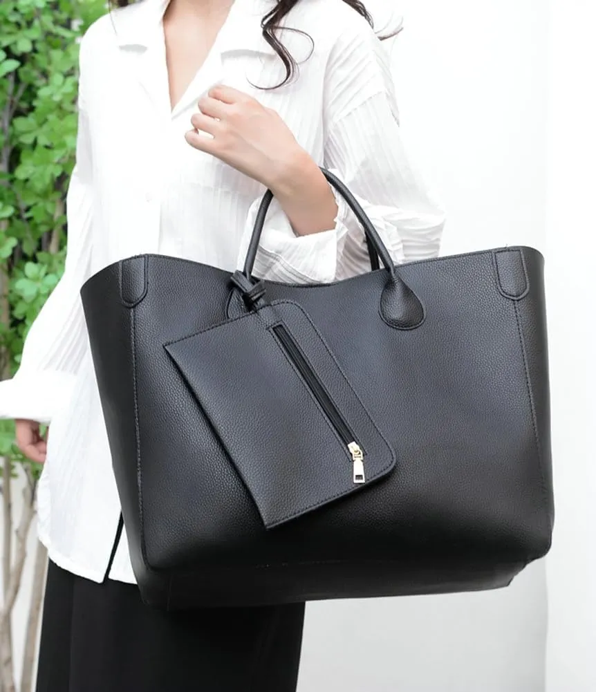 Oversize Vegan Leather Tote Bags for Women Soft Purse Weekender Bag Shopper Handbag Travel Working Satchels 2pcs