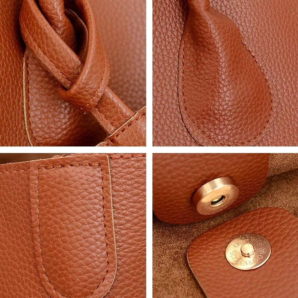 Oversize Vegan Leather Tote Bags for Women Soft Purse Weekender Bag Shopper Handbag Travel Working Satchels 2pcs