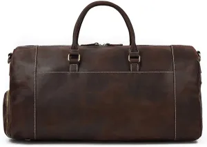 Oversized Travel Duffel Bag Waterproof Canvas Genuine Leather Weekend Bag Weekender Overnight Carryon Hand Bag (Color : B, Size : 58 * 26 * 27cm)
