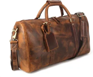 Oversized WeekenderLeather Travel and Sports Duffel Bag, Full Grain Leather Large Carry On Gym Duffle for Men’s or Women