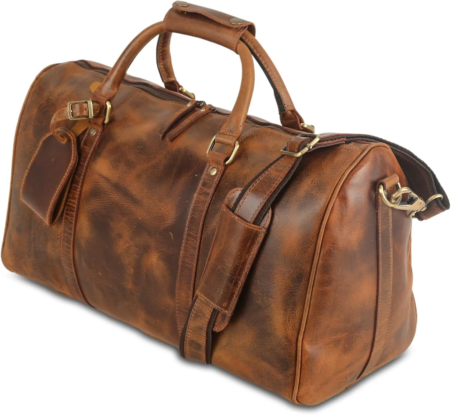 Oversized WeekenderLeather Travel and Sports Duffel Bag, Full Grain Leather Large Carry On Gym Duffle for Men’s or Women