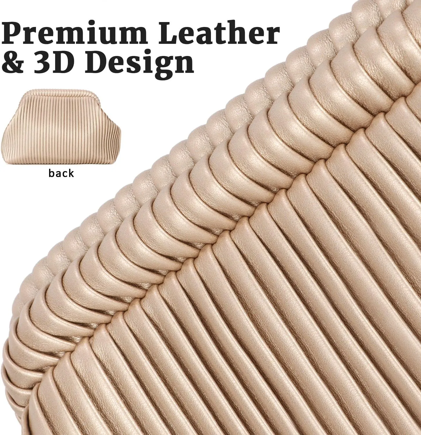 Oweisong Striped Clutch Purse for Women Ruched Leather Evening Bag Small Handbag Purse Cloud Dumpling Bag with Chain