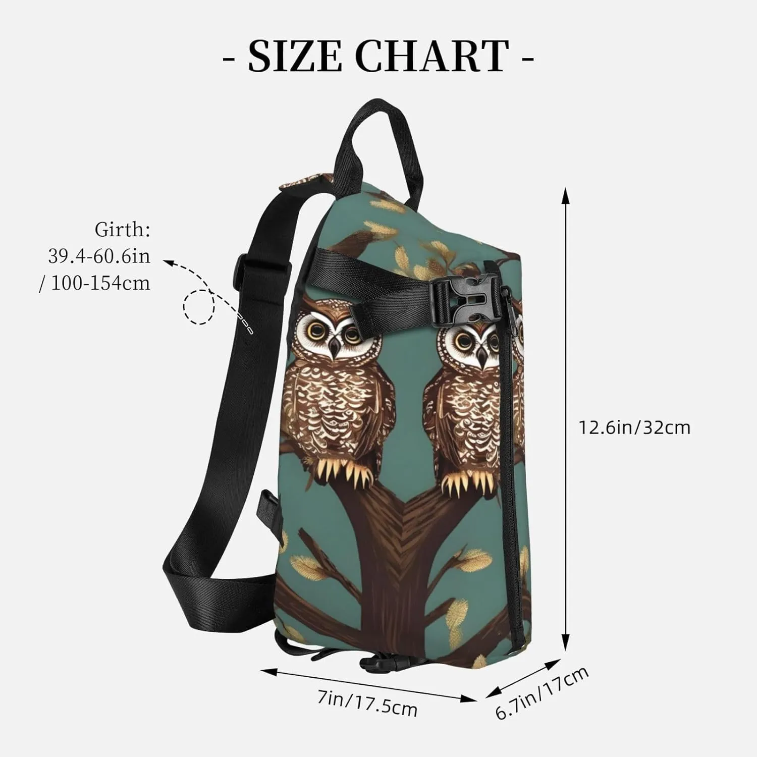 Owl Tree Branches Print Crossbody Backpack Casual Adjustable Bag Multifunctional Sling Backpack