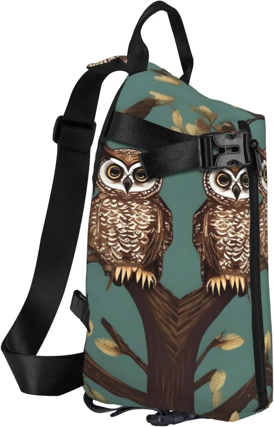Owl Tree Branches Print Crossbody Backpack Casual Adjustable Bag Multifunctional Sling Backpack