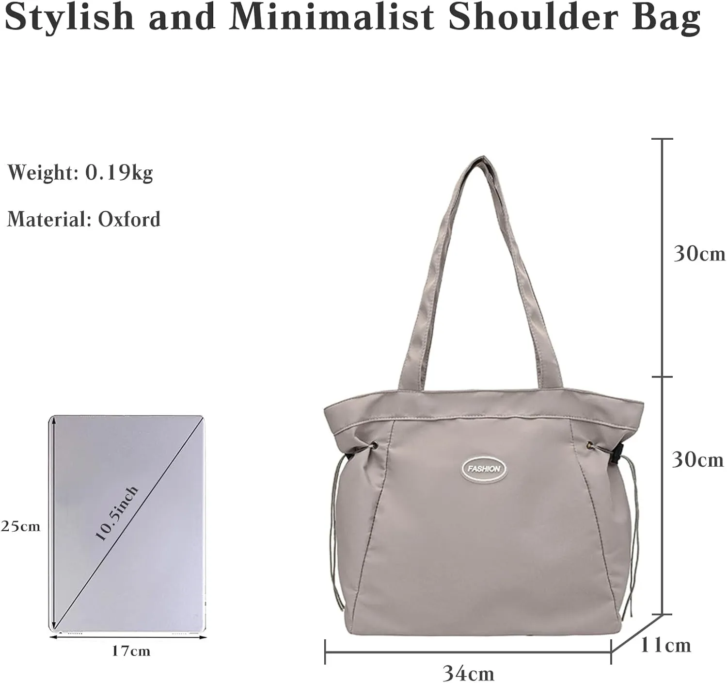Oxford Tote Bag for Women Side-Cinch Shoulder Bag Casual Multi Pockets Handbag Waterproof Large Top Handle Bag