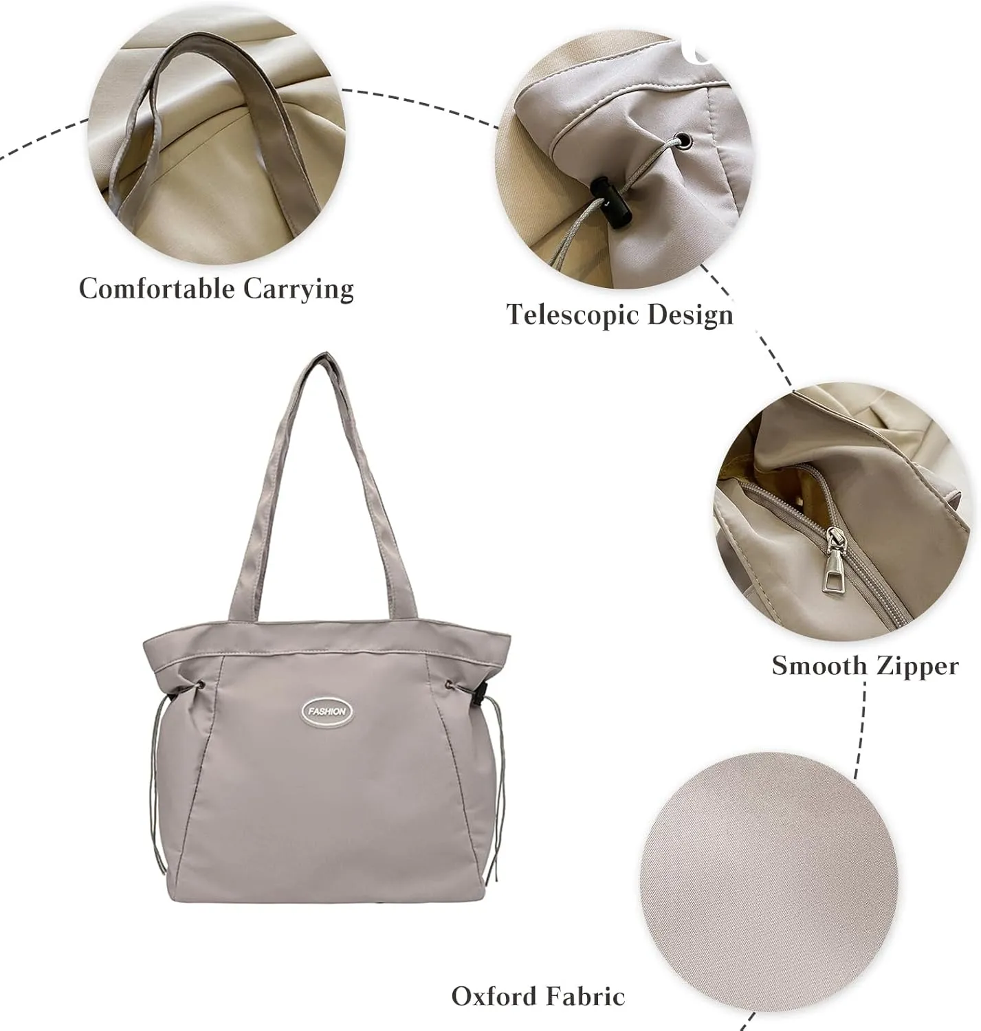 Oxford Tote Bag for Women Side-Cinch Shoulder Bag Casual Multi Pockets Handbag Waterproof Large Top Handle Bag
