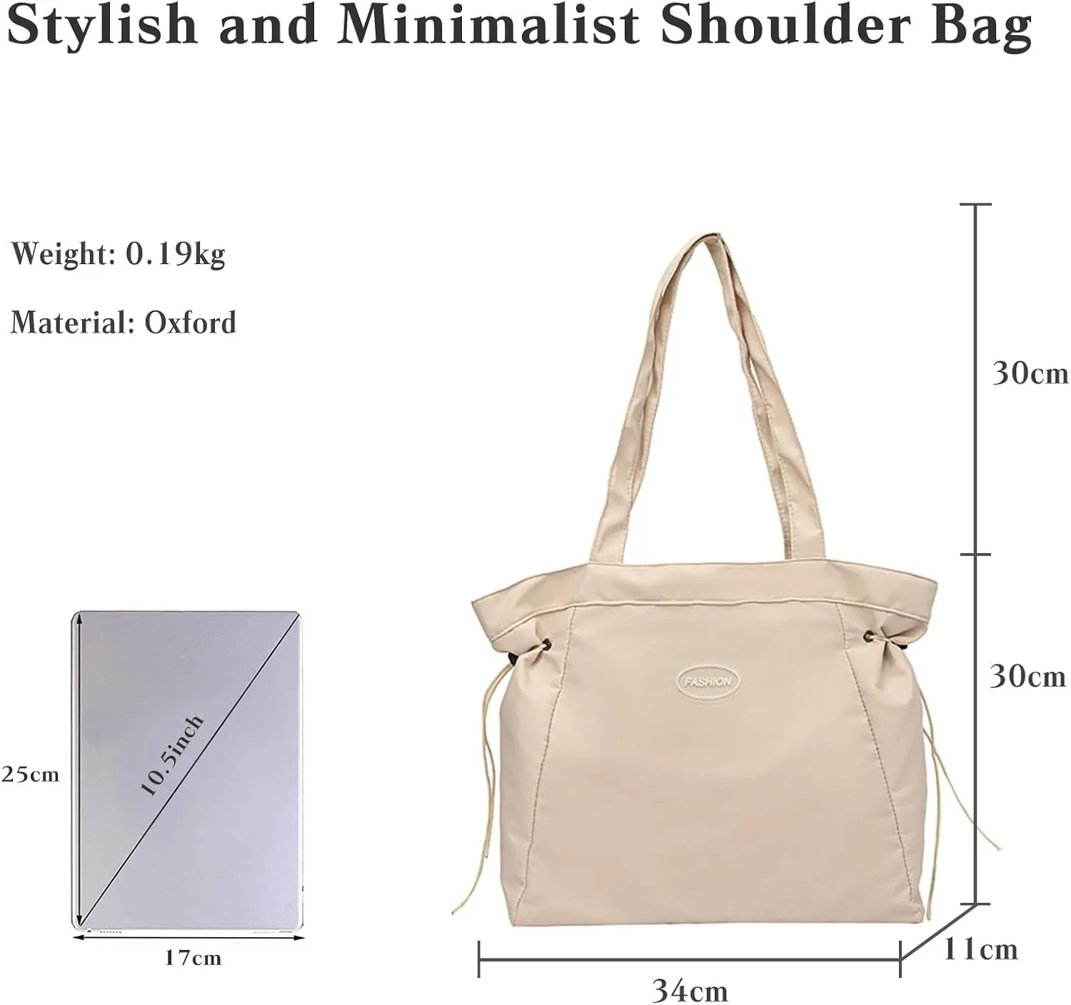 Oxford Tote Bag for Women Side-Cinch Shoulder Bag Casual Multi Pockets Handbag Waterproof Large Top Handle Bag