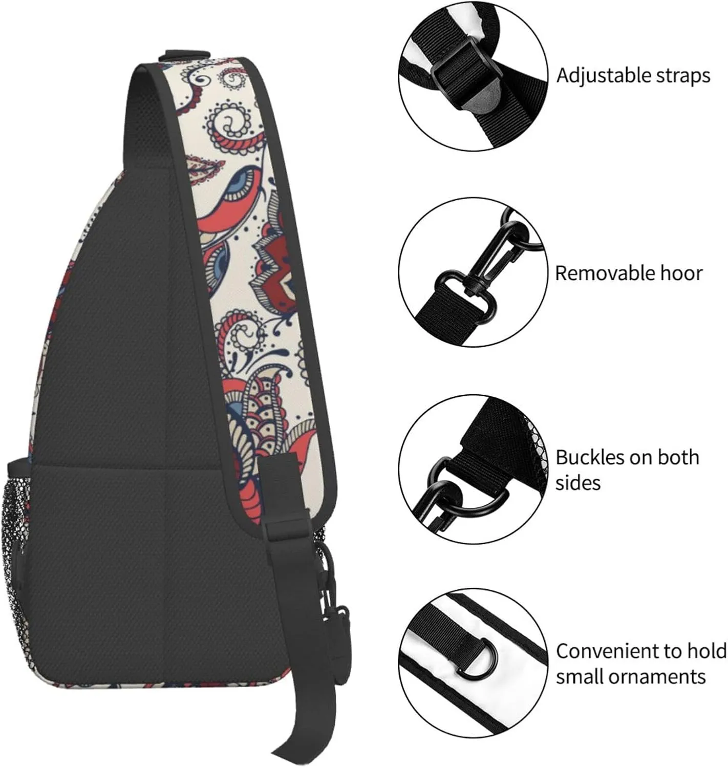 Paisley Crossbody Sling Backpack Sling Bag Adjustable Chest Shoulder Daypack For Women Men