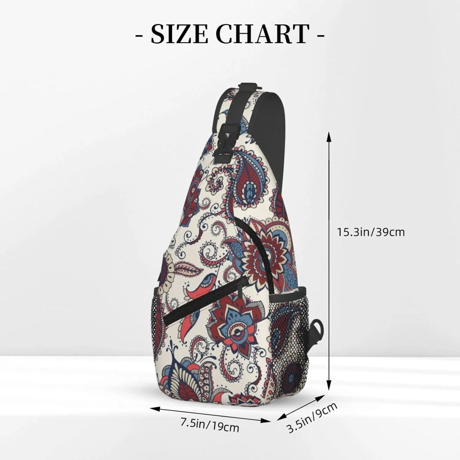 Paisley Crossbody Sling Backpack Sling Bag Adjustable Chest Shoulder Daypack For Women Men