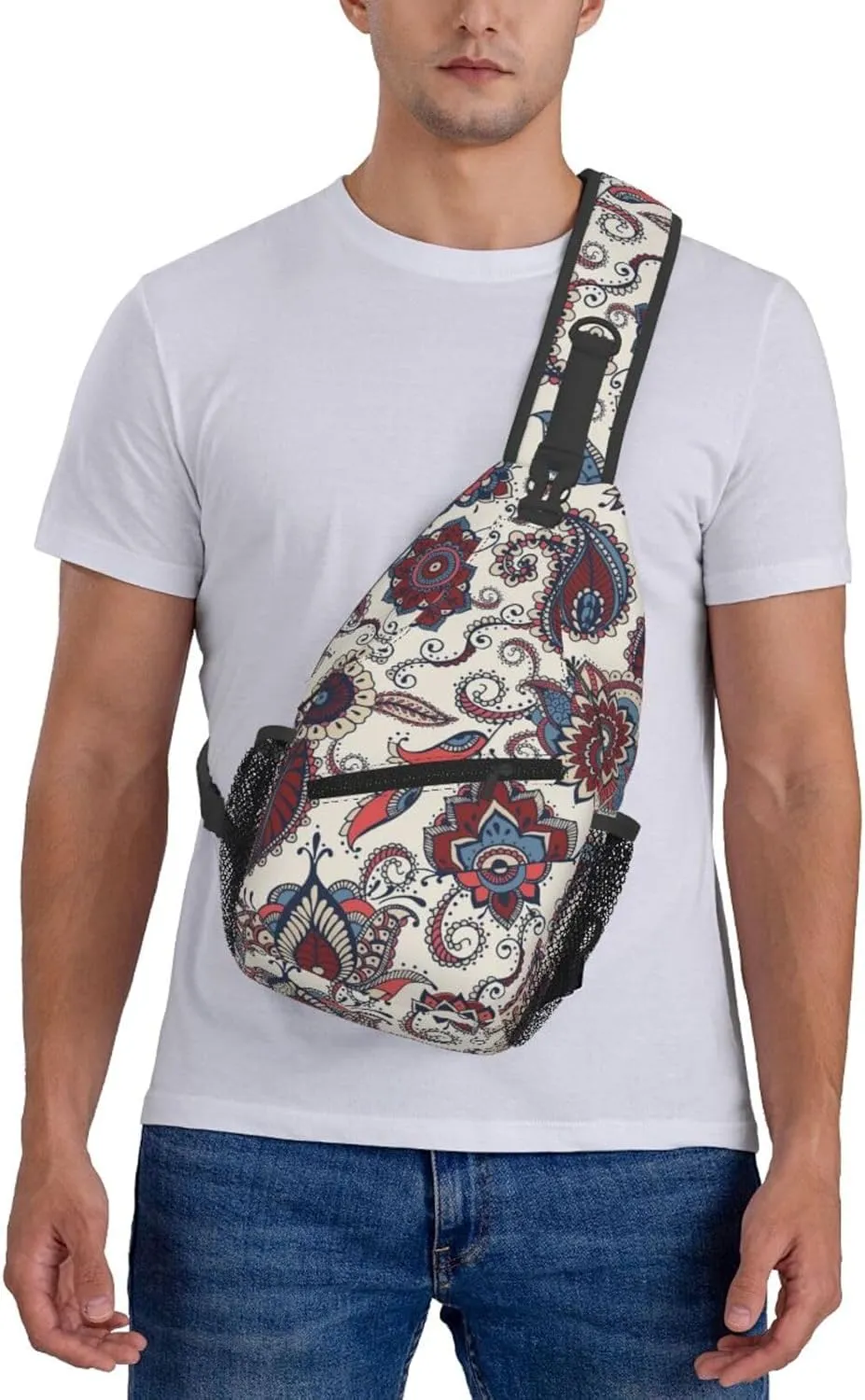 Paisley Crossbody Sling Backpack Sling Bag Adjustable Chest Shoulder Daypack For Women Men