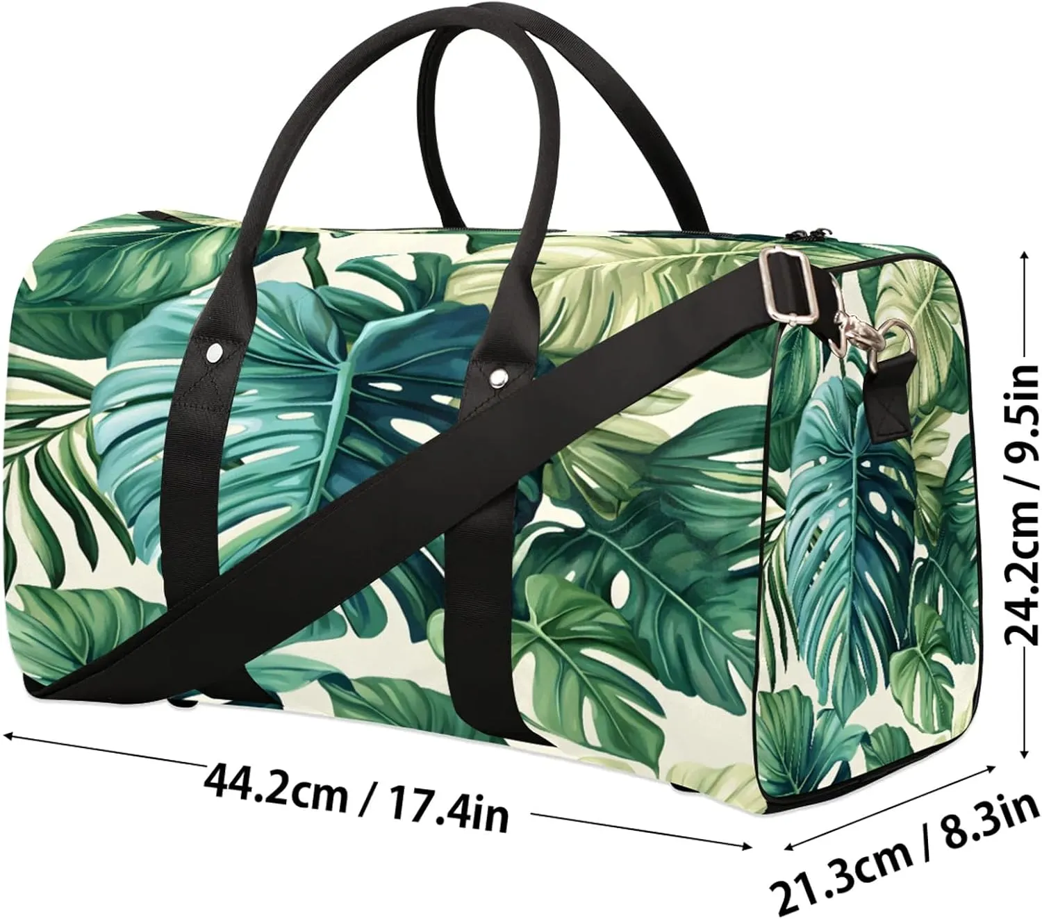 Palm Leaves Duffle Bag for Travel, Overnight Weekend Gym Carry On Luggage Bag, Tropical Travel Duffel Bag for Men Women