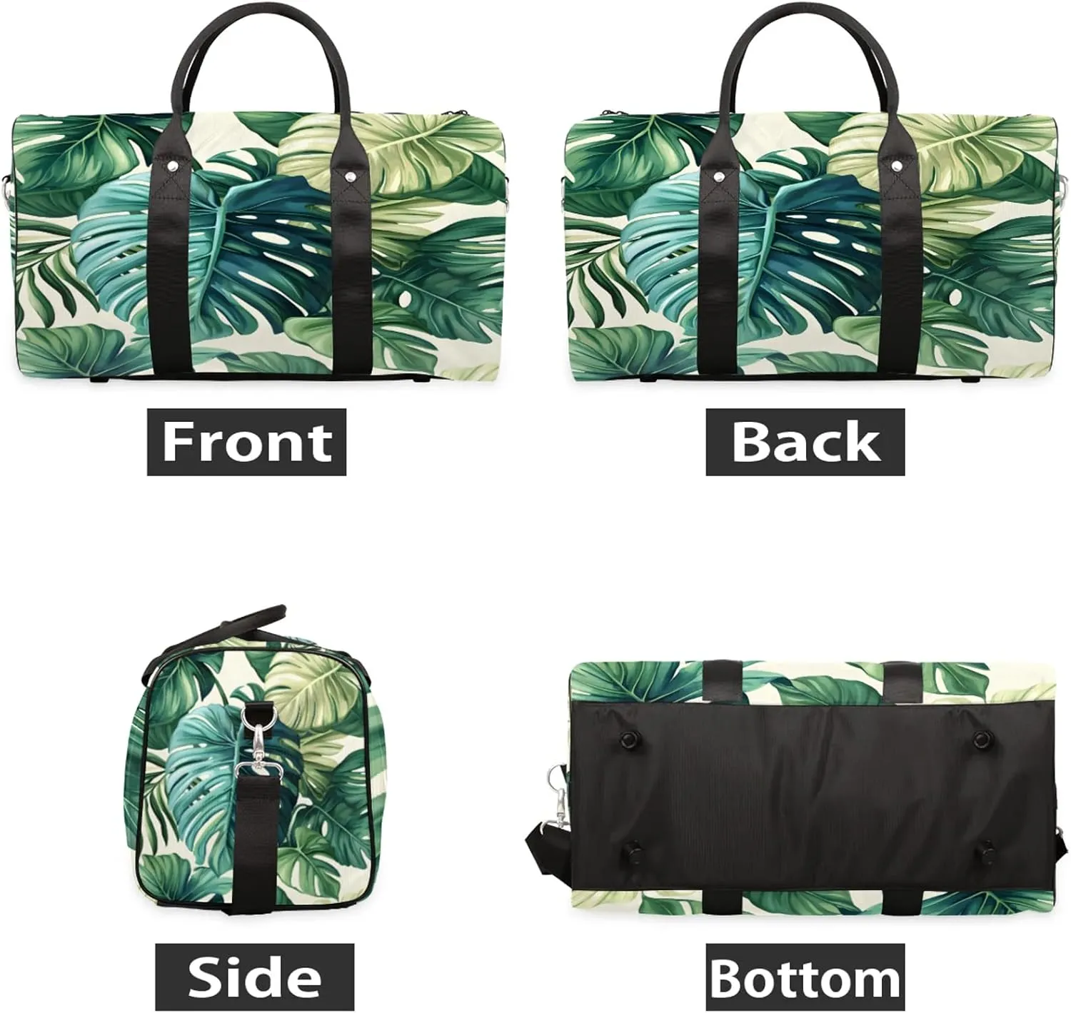 Palm Leaves Duffle Bag for Travel, Overnight Weekend Gym Carry On Luggage Bag, Tropical Travel Duffel Bag for Men Women