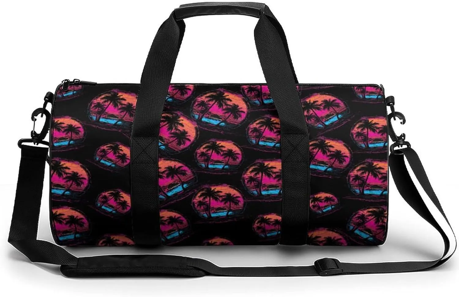 Palm Trees Vintage Sunrise Travel Duffel Bag Gym Bags Sports Tote Shoulder Weekender Handbag for Men Women