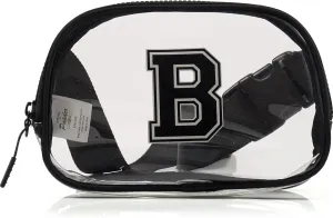 Pander Clear Small Belt Bag with Nylon Fabric Trim - Perfect for Game Day, Ballgame, Stadium Events Essentials - Black/B