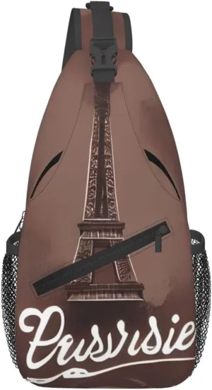 Parisian Coffee Eiffel Tower Sling Backpack,Men Cross Chest Bag Diagonally,Shoulder Bag For Outdoor Cycling Bag