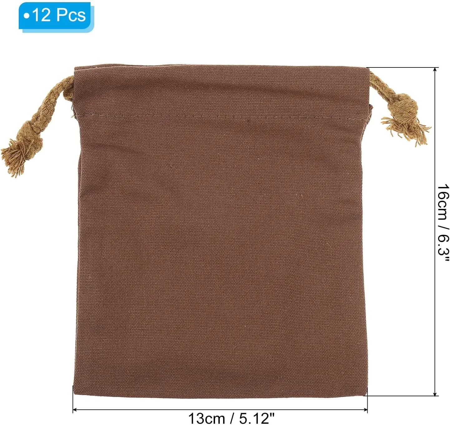 PATIKIL 100% Cotton Reusable Drawstring Bags, 5x6 Inch 12 Pack Multipurpose Washable Cotton Dust Bags, Luggage Organizer, Travel Essentials Storage Pouch, Coffee
