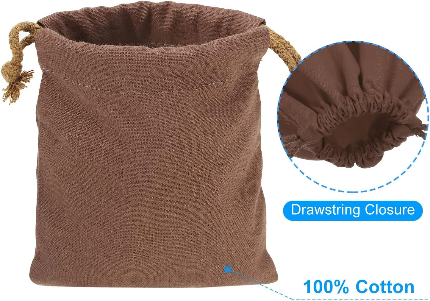 PATIKIL 100% Cotton Reusable Drawstring Bags, 5x6 Inch 12 Pack Multipurpose Washable Cotton Dust Bags, Luggage Organizer, Travel Essentials Storage Pouch, Coffee