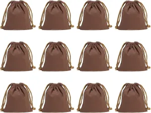 PATIKIL 100% Cotton Reusable Drawstring Bags, 5x6 Inch 12 Pack Multipurpose Washable Cotton Dust Bags, Luggage Organizer, Travel Essentials Storage Pouch, Coffee
