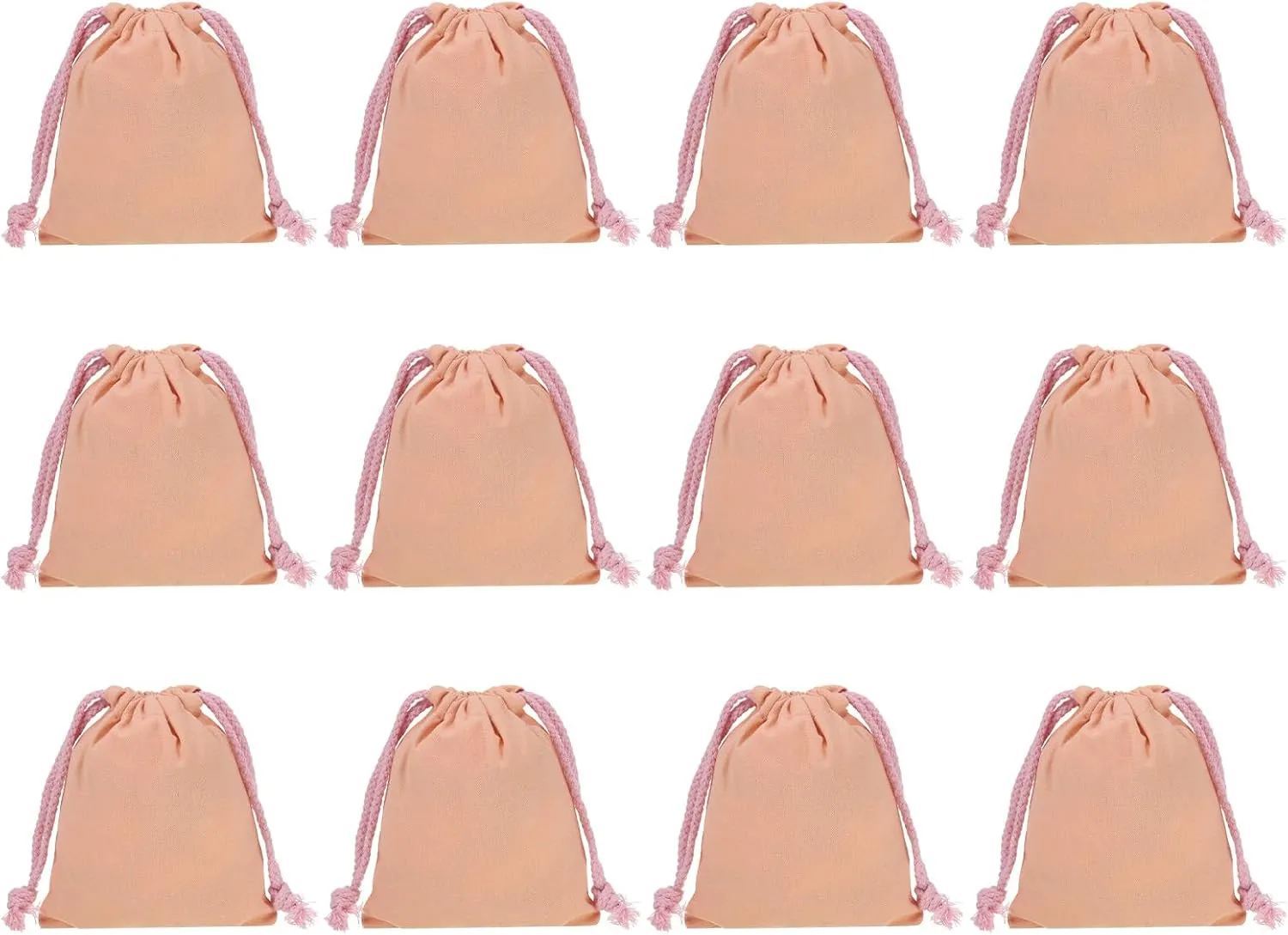 PATIKIL 100% Cotton Reusable Drawstring Bags, 5x6 Inch 12 Pack Multipurpose Washable Cotton Dust Bags, Luggage Organizer, Travel Essentials Storage Pouch, Deep Pink