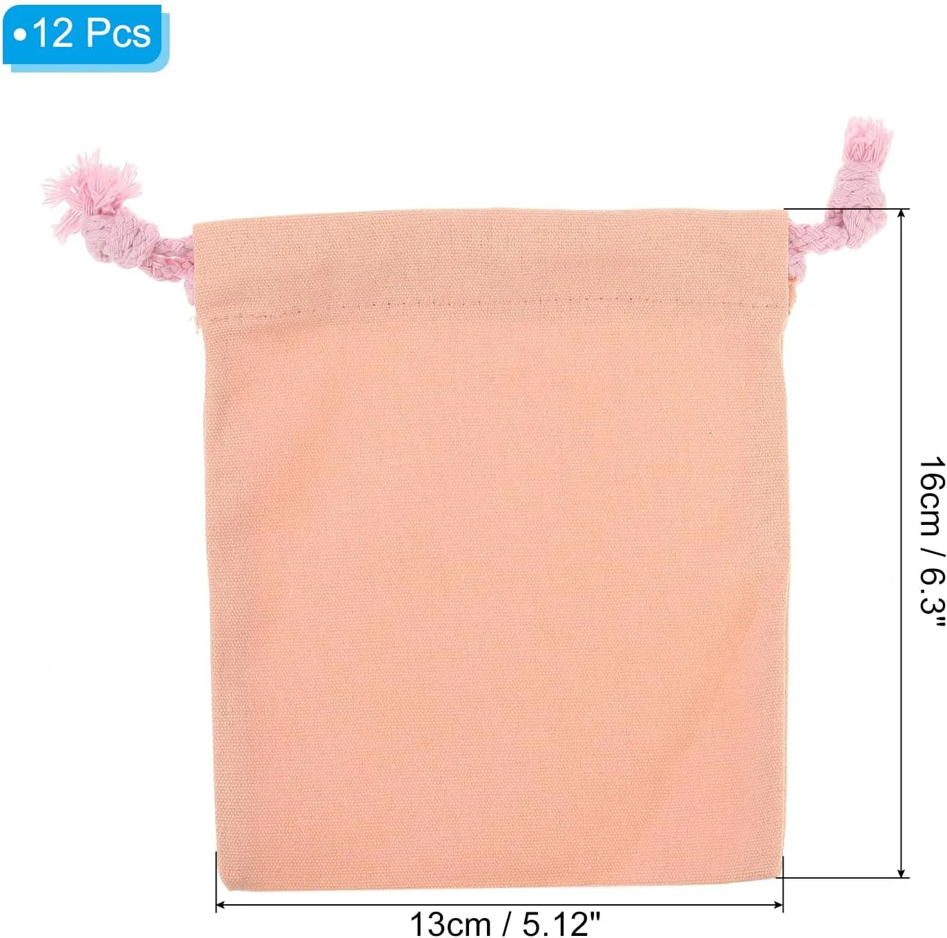 PATIKIL 100% Cotton Reusable Drawstring Bags, 5x6 Inch 12 Pack Multipurpose Washable Cotton Dust Bags, Luggage Organizer, Travel Essentials Storage Pouch, Deep Pink
