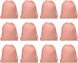 PATIKIL 100% Cotton Reusable Drawstring Bags, 7x10 Inch 12 Pack Multipurpose Washable Cotton Dust Bags, Luggage Organizer, Travel Essentials Storage Pouch, Deep Pink