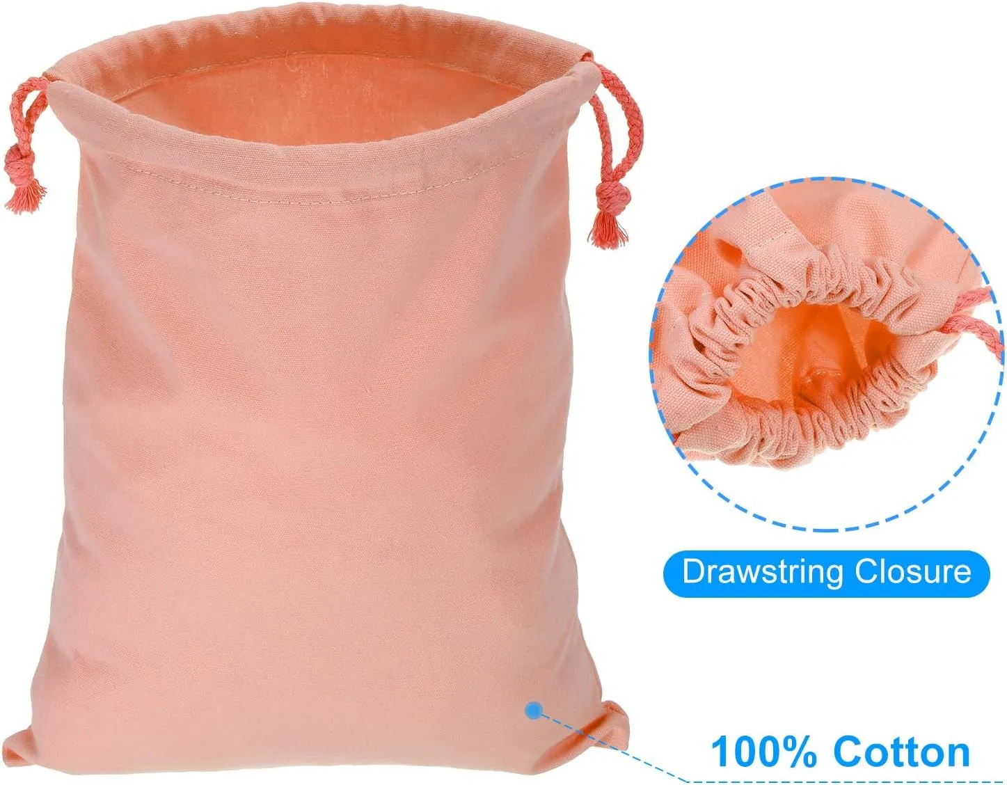 PATIKIL 100% Cotton Reusable Drawstring Bags, 7x10 Inch 12 Pack Multipurpose Washable Cotton Dust Bags, Luggage Organizer, Travel Essentials Storage Pouch, Deep Pink
