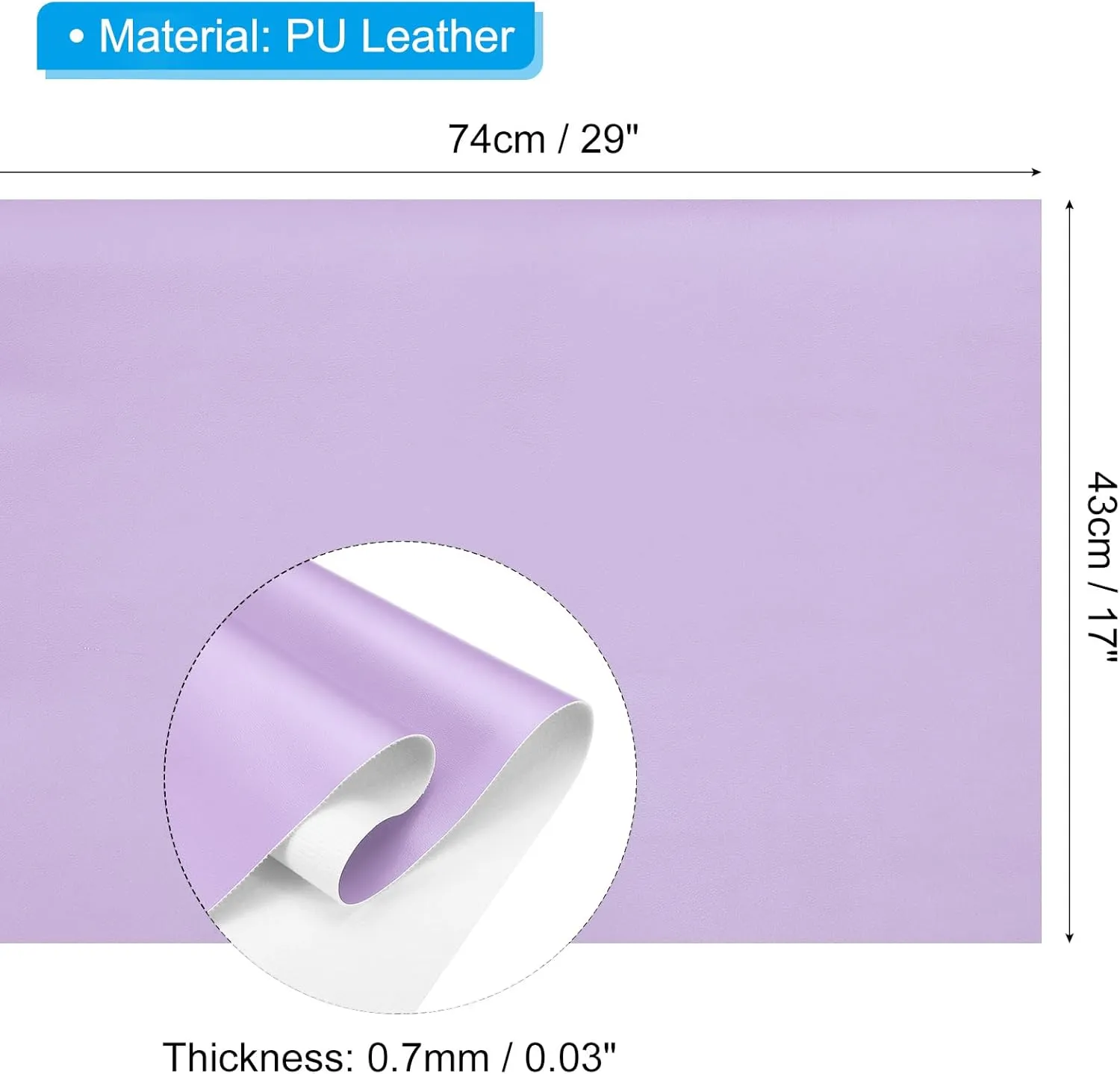PATIKIL 29x17x0.03 Inch PU Leather Sheets, Soft Colored Faux Cowhide Grain PU Leather Sheet Repair Fabric Patch for Book Binding, Repairing, Crafting, Sewing, Light Purple