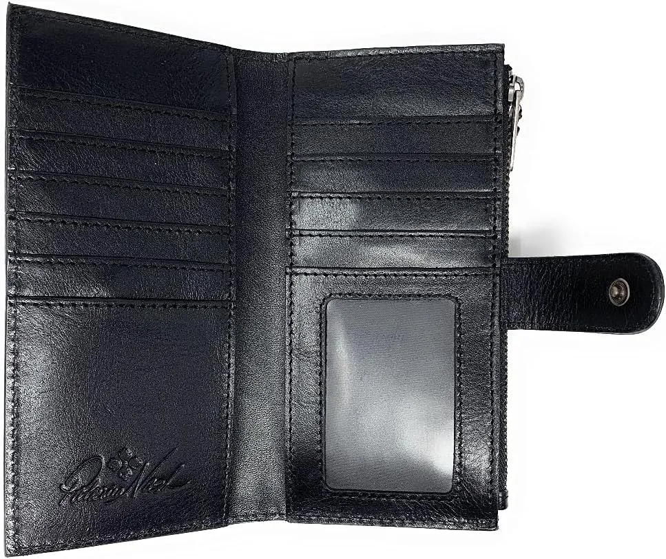 Patricia Nash Nazari Leather Slim Wallet Clutch Black RFID Protection